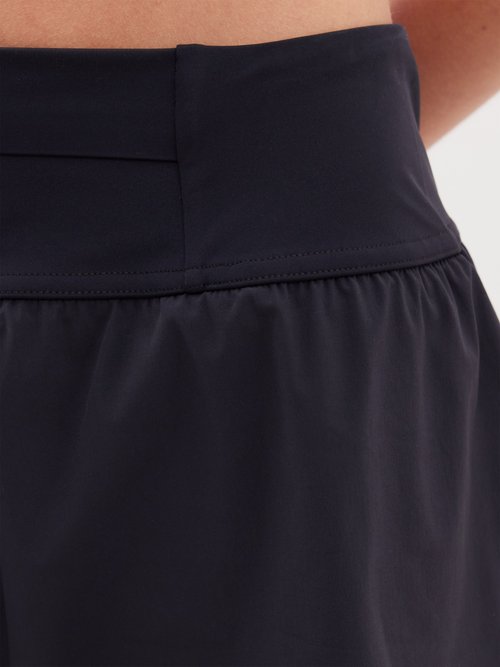 Black Double-layer recycled-fibre blend running shorts