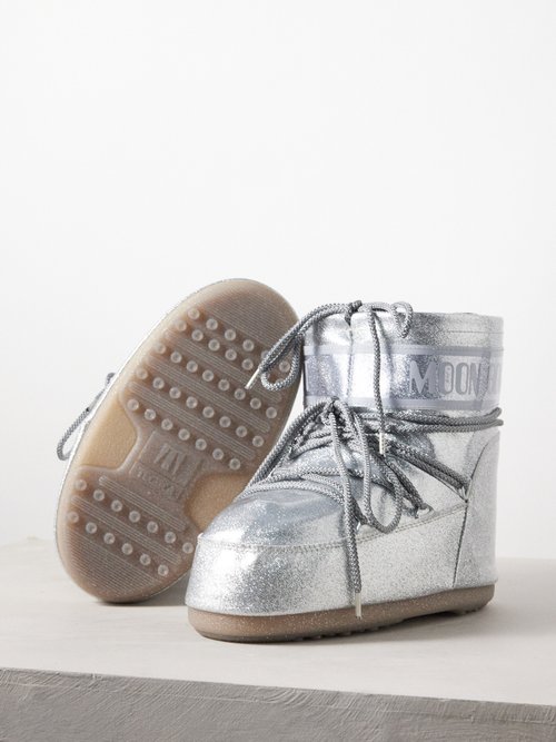 Moon Boot Icon Glitter Snow Boots In Silver