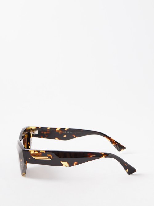 Bottega Veneta - Acetate Triangular Wrap Around Sunglasses - Almond Brown -  Bottega Veneta Eyewear - Avvenice