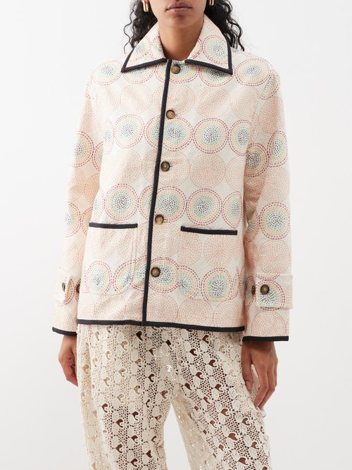 harago - circle-embroidered cotton jacket womens multi