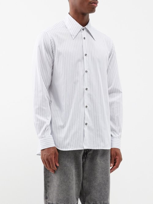 sunflower - please striped cotton shirt mens white stripe