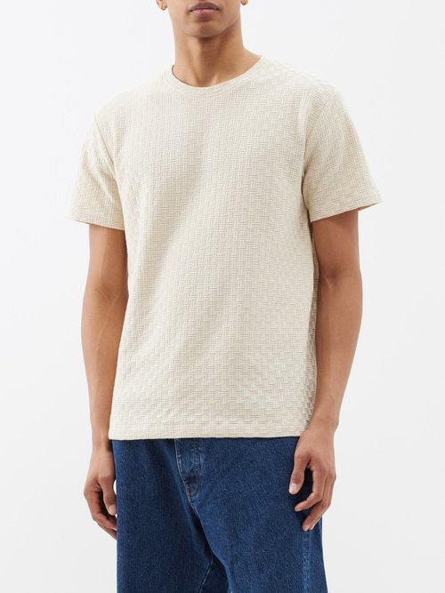 Sunflower Jacquard Cotton T-shirt In Cream