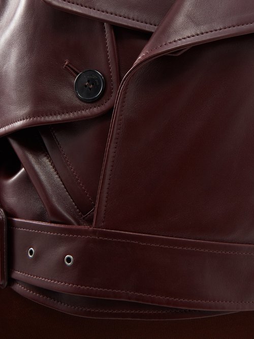 Massimo Dutti Cropped Leather Trench Jacket
