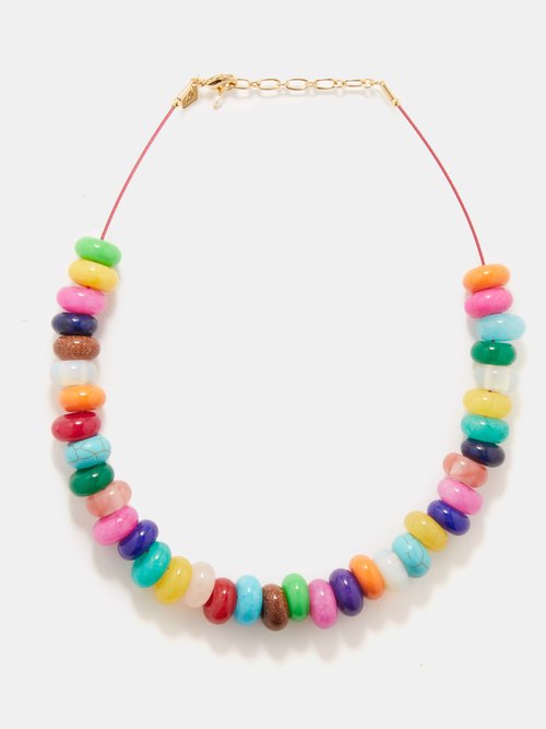 Anni Lu Disco Beaded 18kt Gold-plated Necklace In Multi