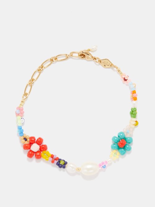 Anni Lu - Mexi Flower Pearl & 18kt Gold-plated Bracelet - Womens - Multi