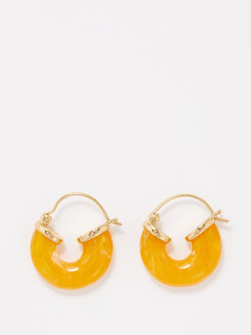 Anni Lu - Petit Swell Resin 18kt Gold-plated Hoop Earrings - Womens - Orange