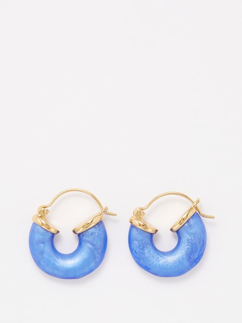 Anni Lu - Petit Swell Resin 18kt Gold-plated Hoop Earrings - Womens - Blue
