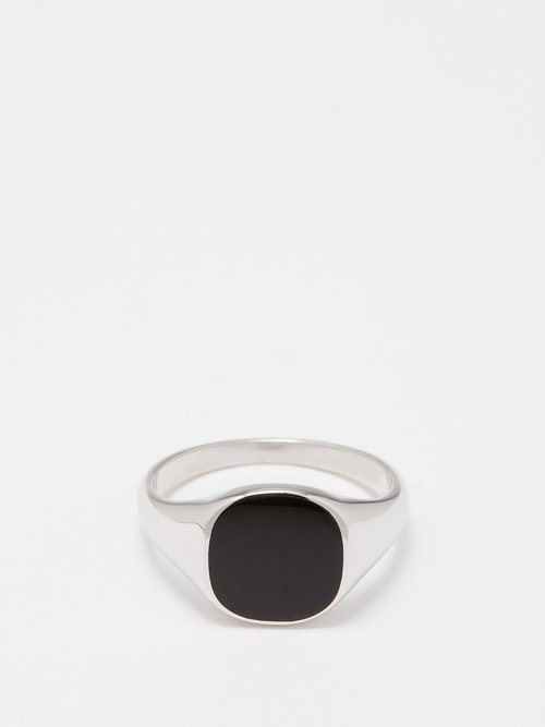 Miansai Olympus Enamel & Sterling Silver Ring In Black