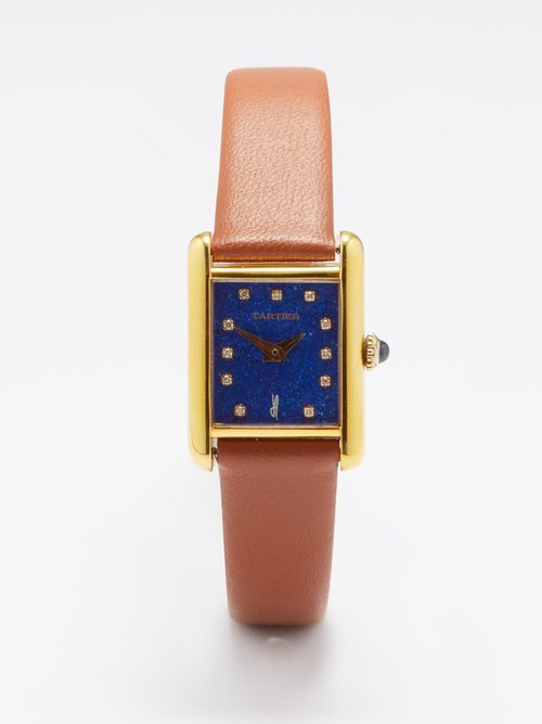 Jacquie Aiche Vintage Cartier Tank Diamond & 18kt Gold Watch in Metallic