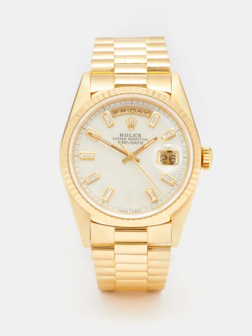 Jacquie Aiche - Vintage Rolex Day-date 36mm Diamond & Gold Watch - Womens - Gold White