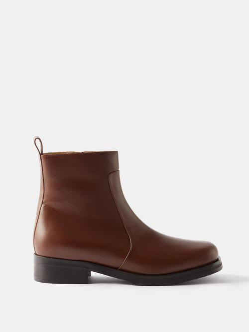 studio nicholson - leather square-toe boots mens brown
