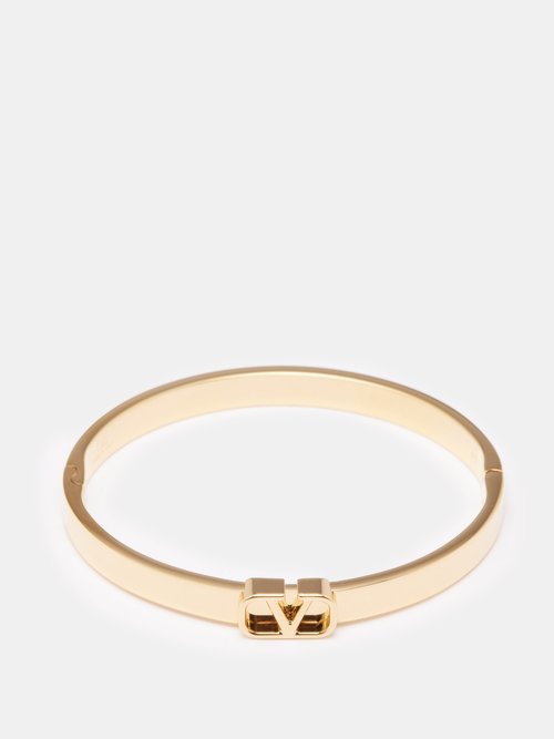 V Logo Mini Bangle in Gold - Valentino