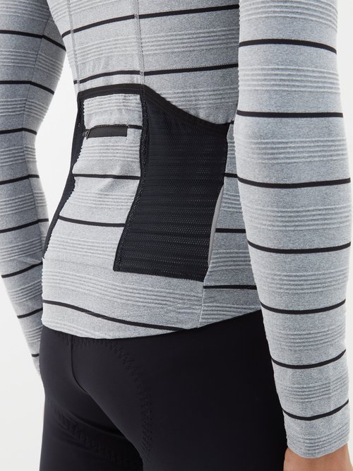 Café du Cycliste - Melanie Striped Stretch-Jersey Cycling Jersey - Gray Cafe  du Cycliste