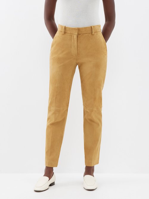 joseph - coleman stretch-suede trousers womens camel