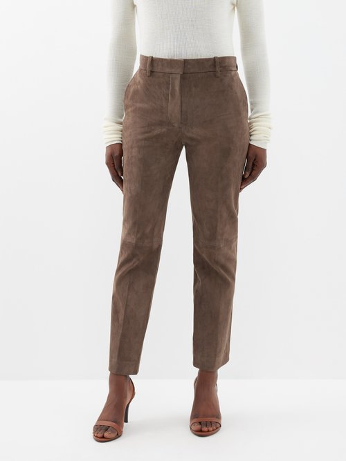joseph - coleman stretch-suede trousers womens brown