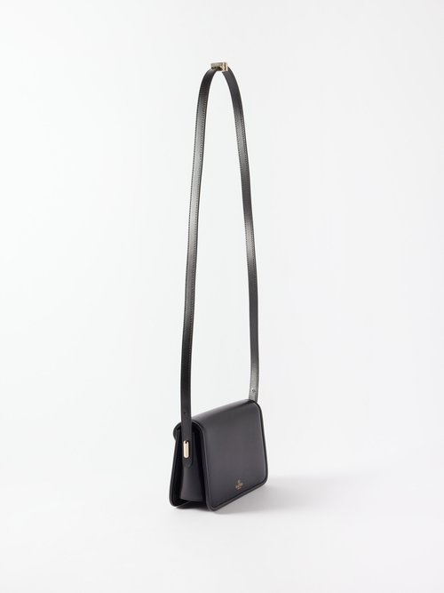 Black V-Logo small envelope leather shoulder bag