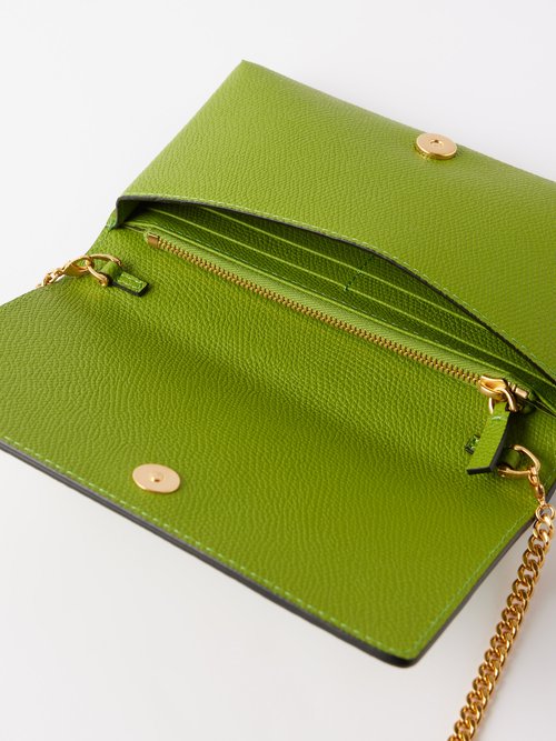 Valentino Garavani - V-logo Leather Cross-body Wallet Bag - Womens - Chartreuse