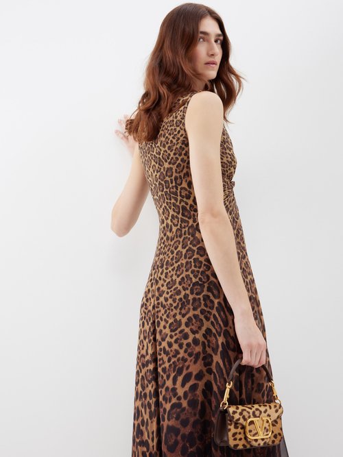 Leopard-print silk gown