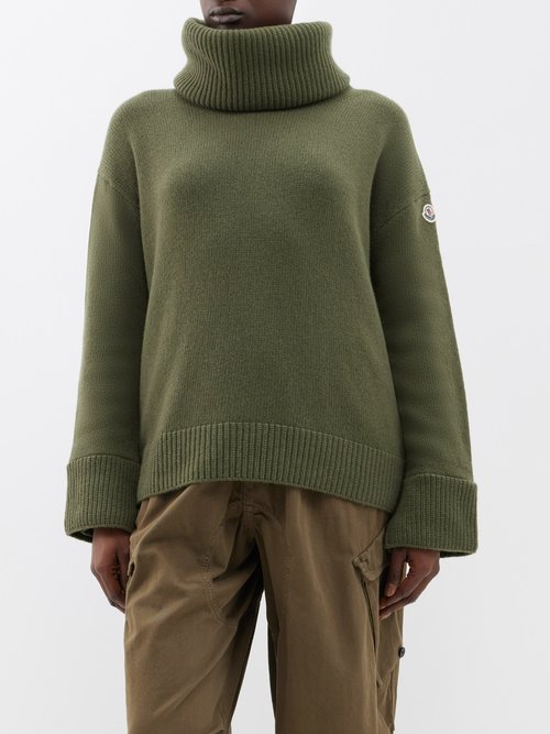 Moncler Roll-neck Wool Sweater In Green