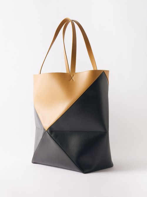 Large Puzzle Fold Tote in brushed suede Peanut - LOEWE