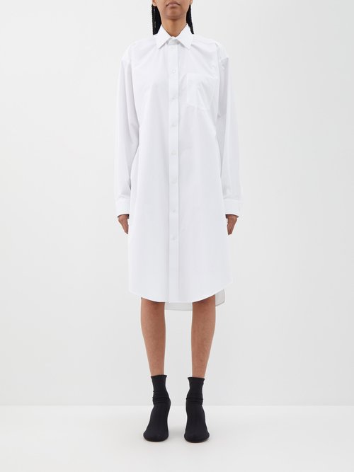 Balenciaga - Hourglass Cotton-poplin Midi Shirt Dress - Womens - White