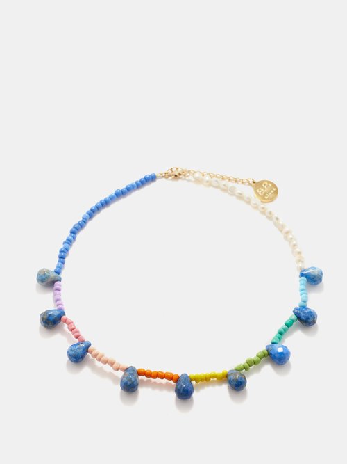 By Alona Oasis Lapis, Pearl & 18kt Gold-plated Necklace