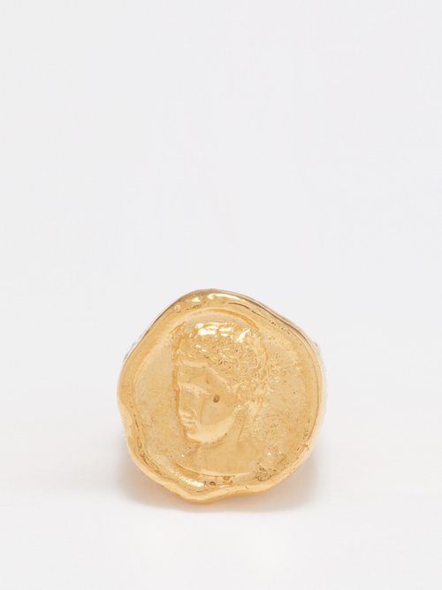 Hermina Athens Hermis Gold-vermeil Signet Ring In Yellow Gold
