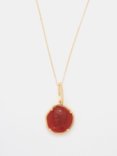 Hermina Athens Hermis Agate & Gold-vermeil Necklace In Red Gold