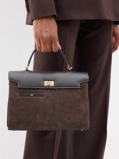Anya Hindmarch Mortimer Leather Handbag In Espresso/ Truffle