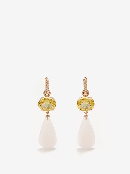 Irene Neuwirth Beryl, Chalcedony, Diamond & Rose-gold Earrings