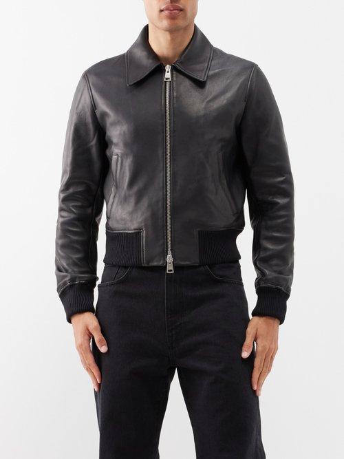 Ami Leather Snake Embossed Jacket