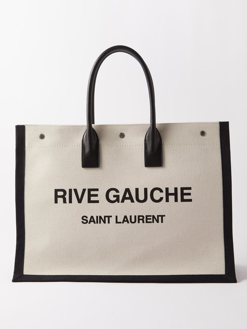 Saint Laurent - Rive Gauche-print Canvas Tote Bag - Mens - Black White