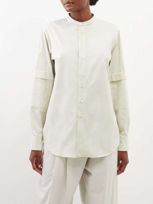 lemaire - flap-pocket concealed-placket cotton shirt womens cream