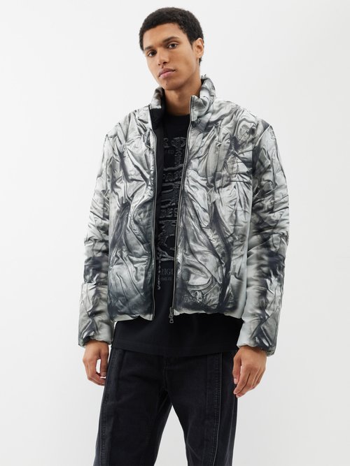 y/project - compact-print shell jacket mens white grey