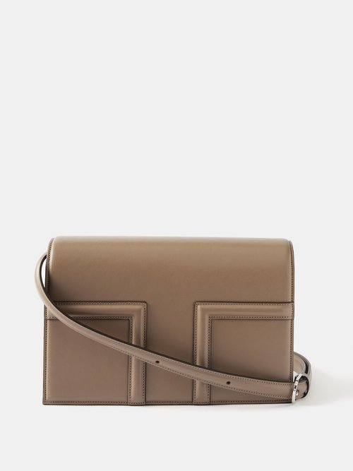 Totême T-logo Leather Cross-body Bag In Taupe