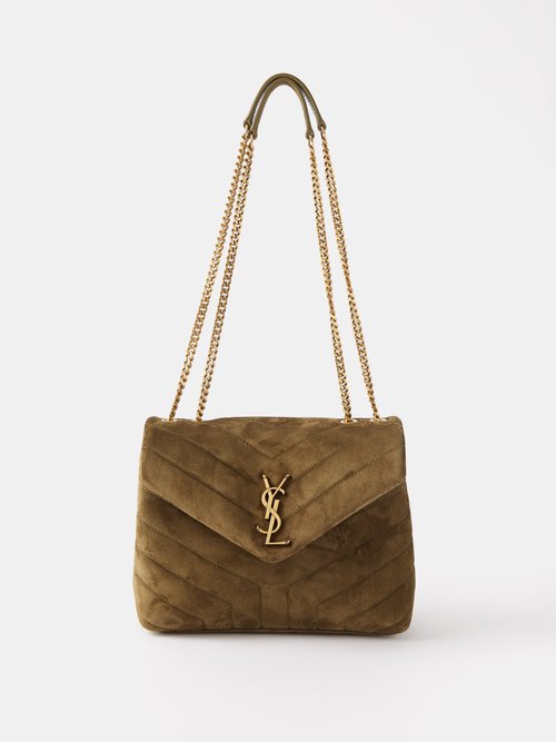 SAINT LAURENT LOULOU SMALL QUILTED-SUEDE SHOULDER BAG