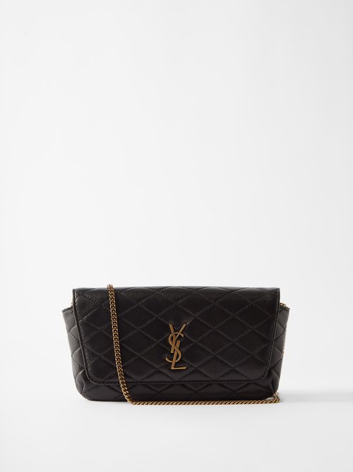 Saint Laurent Gaby Quilted-leather Cross-body Phone Holder In Black