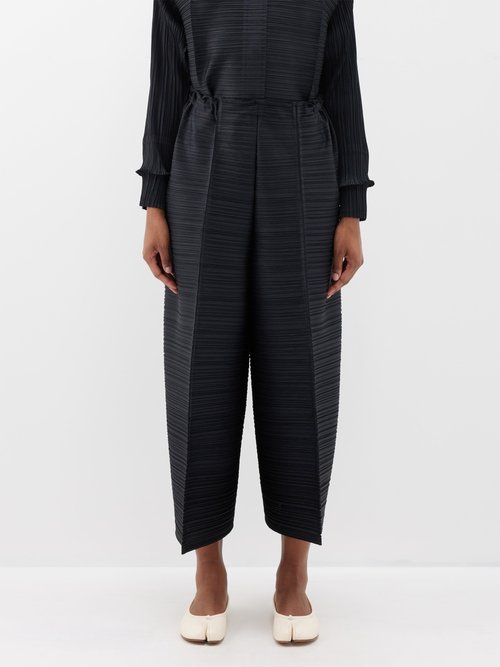 Pleats Please Issey Miyake – Pressed-front Technical-pleated Wide-leg Trousers – Womens – Black – 5
