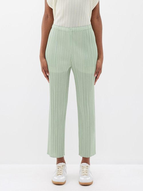 Pleats Please Issey Miyake – Technical-pleated Jersey Trousers – Womens – Light Green – 3