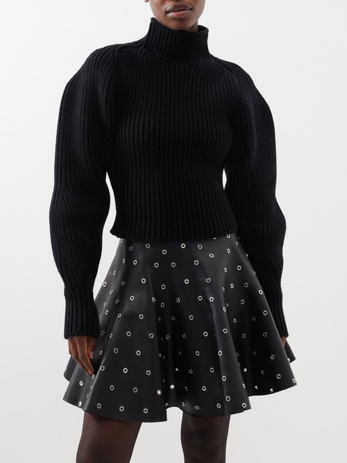 Alaïa Ribbed-knit Wool-blend Top In Black