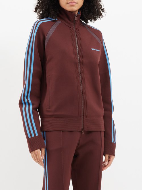 Adidas X Wales Bonner X Wales Bonner Logo-embroidered Knitted Track Jacket In Brown