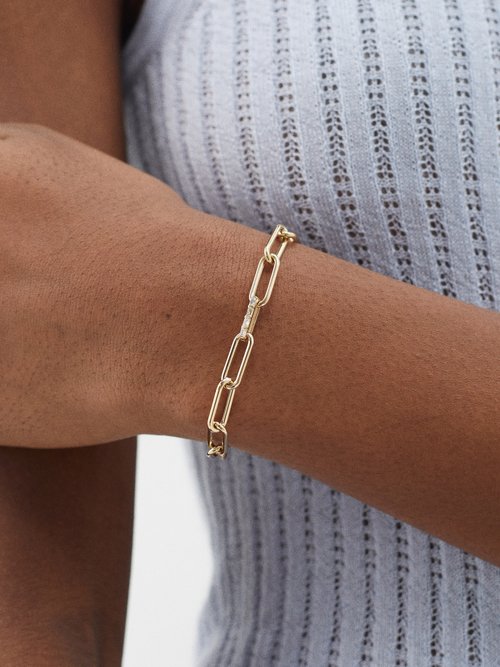 Zoë Chicco Paperclip Diamond & 18kt Gold Bracelet In Gold Multi | ModeSens