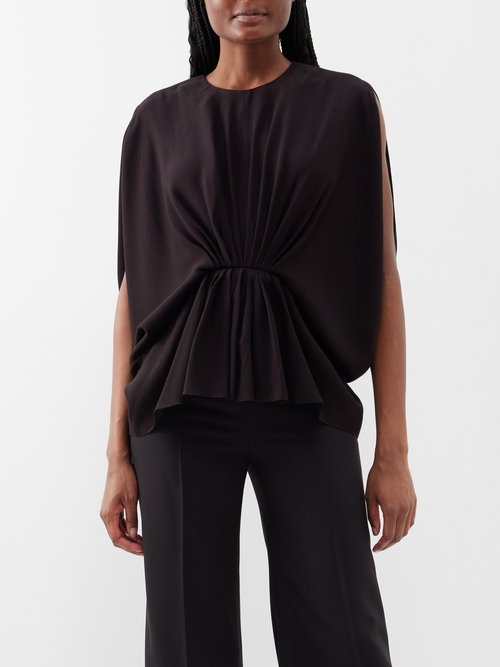 Clover Viscose-crepe Gathered Top