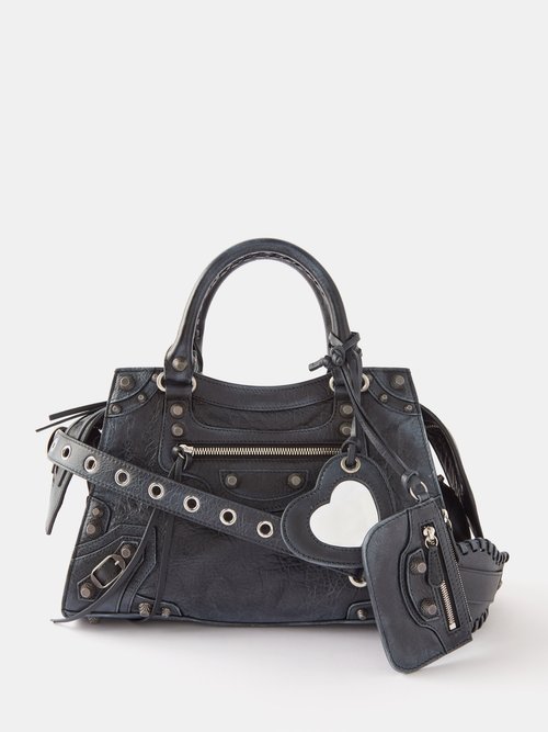 Balenciaga Neo Cagole City Distressed-leather Shoulder Bag