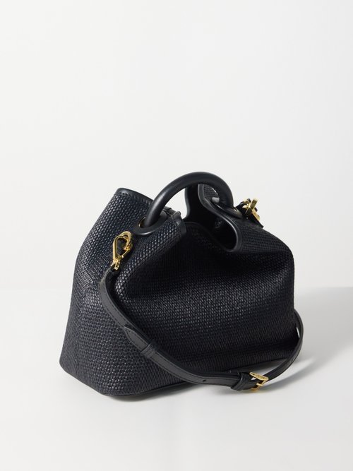 Elleme Madeleine Lizard Embossed Top Handle Bag in Black