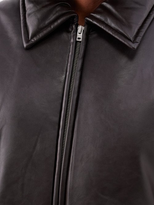 Acne Studios Onnea Faux Leather Down Bomber Jacket in Dark Brown