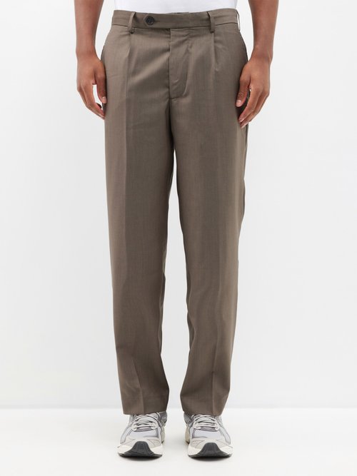 mfpen - service wool-twill tailored trousers mens dark brown