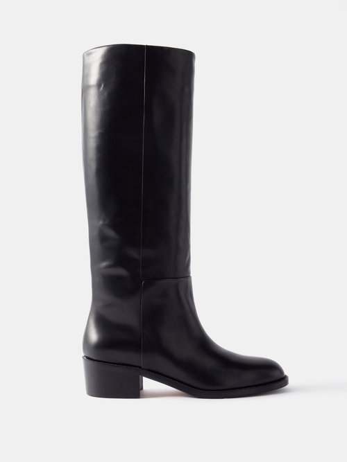 Aquazzura Sellier Leather Knee-high Boots In Black