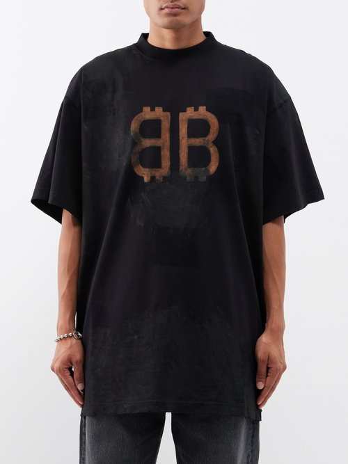 Crypto Oversized Cotton-jersey T-shirt In Black