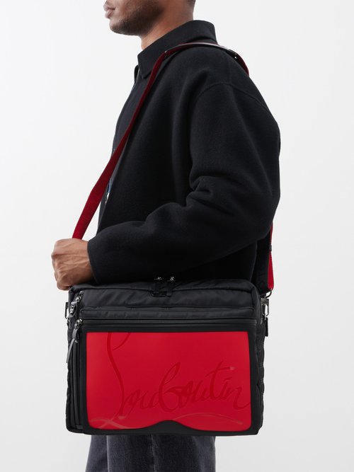 Loubideal Leather Trimmed Messenger Bag in Black - Christian Louboutin